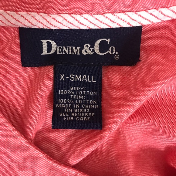 Denim & Co. Popover Tunic Top Coral Orange Contrast French Cuff Utility Pockets - Picture 2 of 9